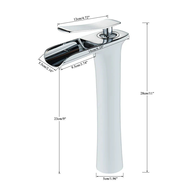 Afralia™ White/Chrome Basin Faucet: Large Water Outlet, Single Hole Installation, Cold & Hot Mixer