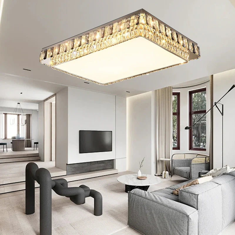 Afralia™ Modern Crystal LED Ceiling Chandelier for Living Room and Bedroom