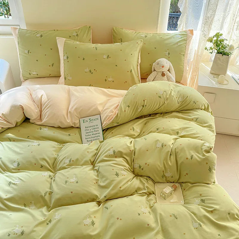 Afralia™ Soft 3D Printed Cartoon Bed Set - Double-Colored, Skin-Friendly Bed Linens for Adults