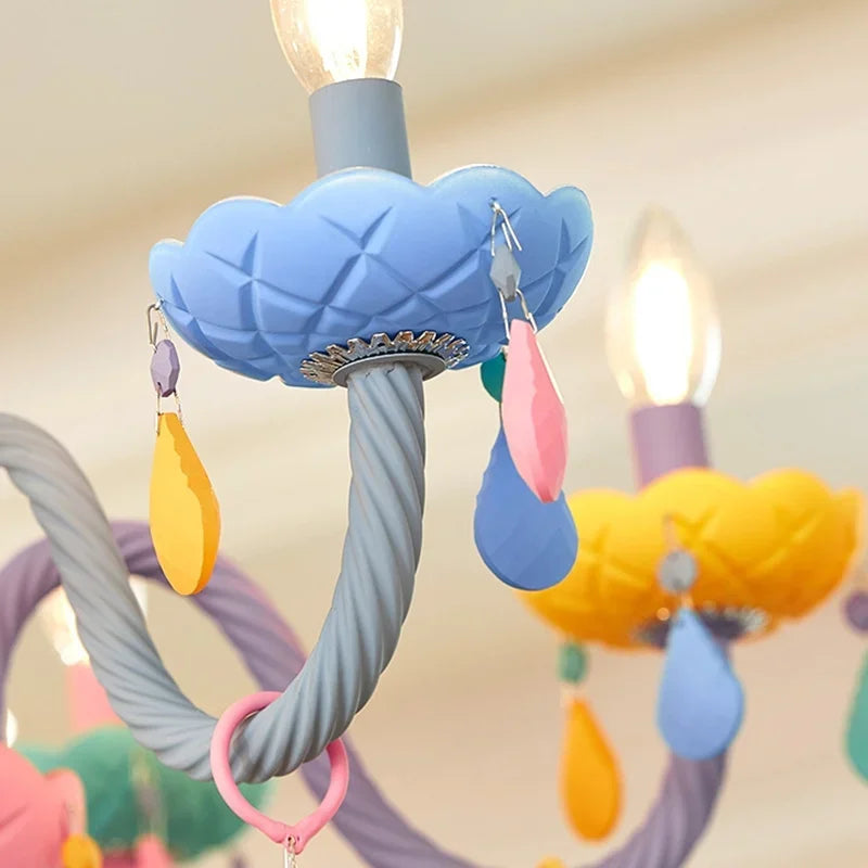Afralia™ Macaron Color Crystal Chandelier for Children's Room.