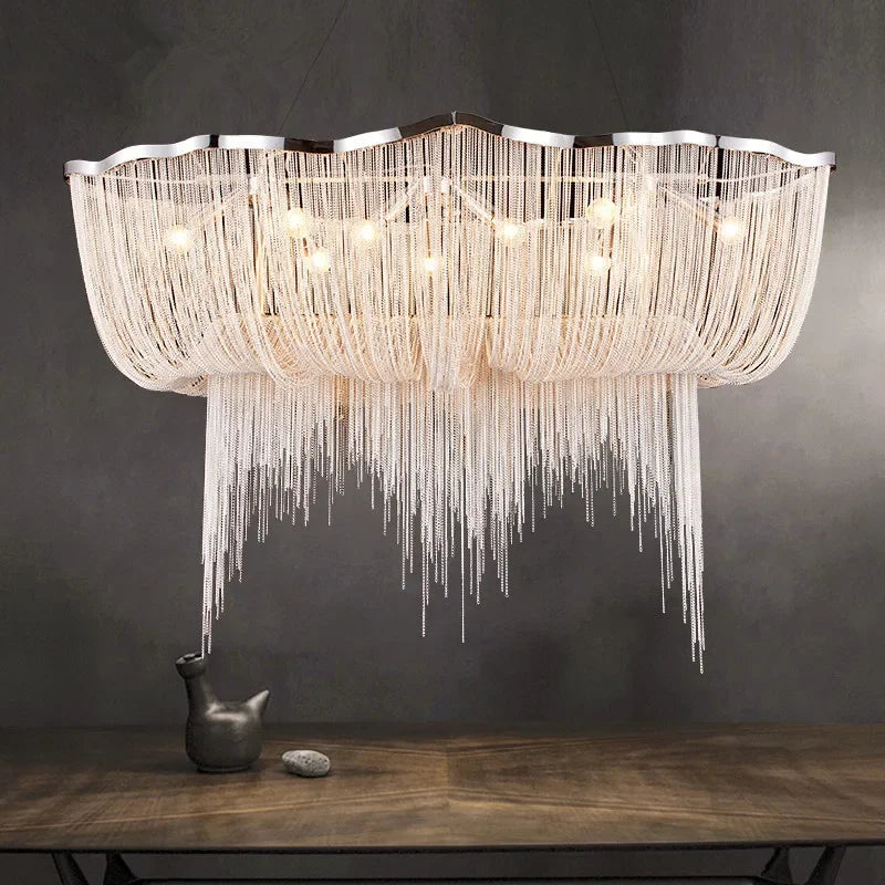 Afralia™ Aluminum Tassel Chandelier: Modern Nordic Style Pendant Lamp for Living Room