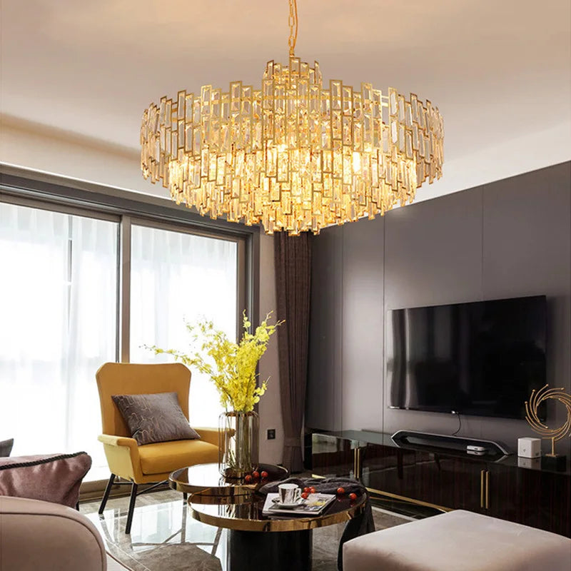 Afralia™ Crystal Chandelier Ceiling Light LED Fixture for Dining & Living Rooms.