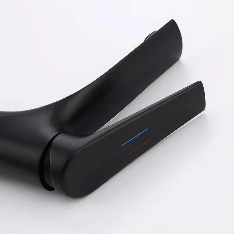 Afralia™ Gold Black Chrome Bathroom Sink Faucet, Single Lever Hot Cold Mixer Tap