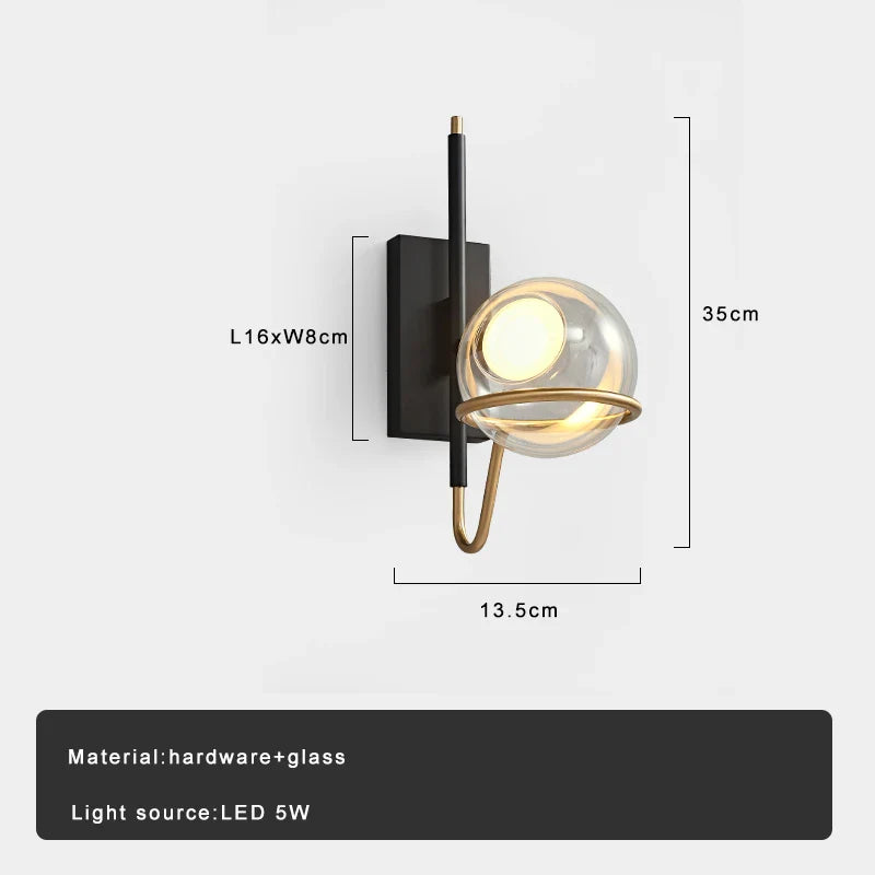 Afralia™ Luxury Glass Sconce Wall Mounted LED Wall Lamp for Home Decoration