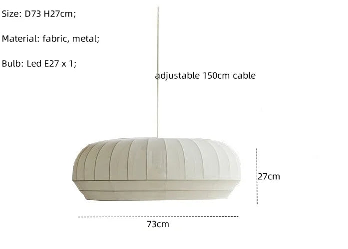 Afralia™ Nordic White Fabric LED Chandelier Pendant Light for Modern Living Room