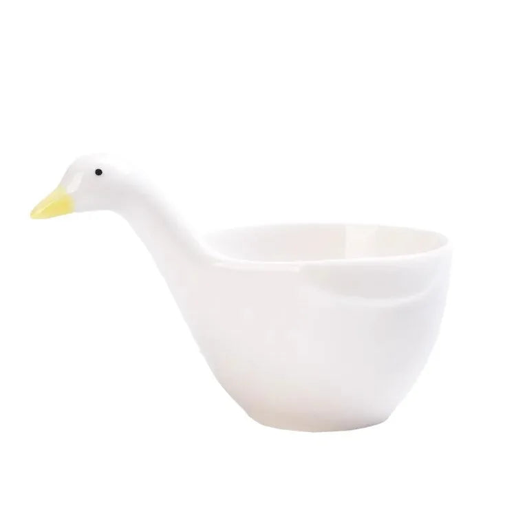 Afralia™ Little Goose Ceramic Snack Bowl with Handle for Kids, Dessert, Sauce
