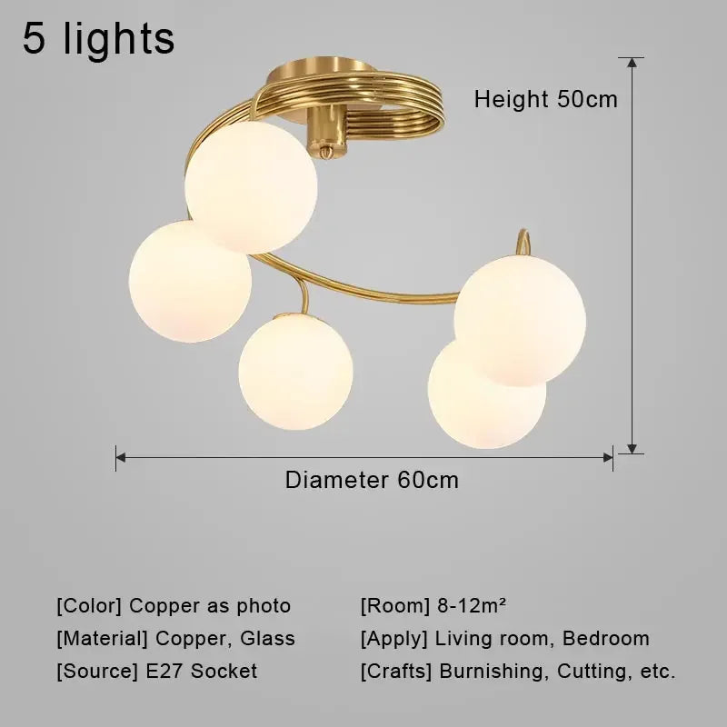 Afralia™ Nordic Glass Chandelier LED Pendant Light for Bedroom Living Room