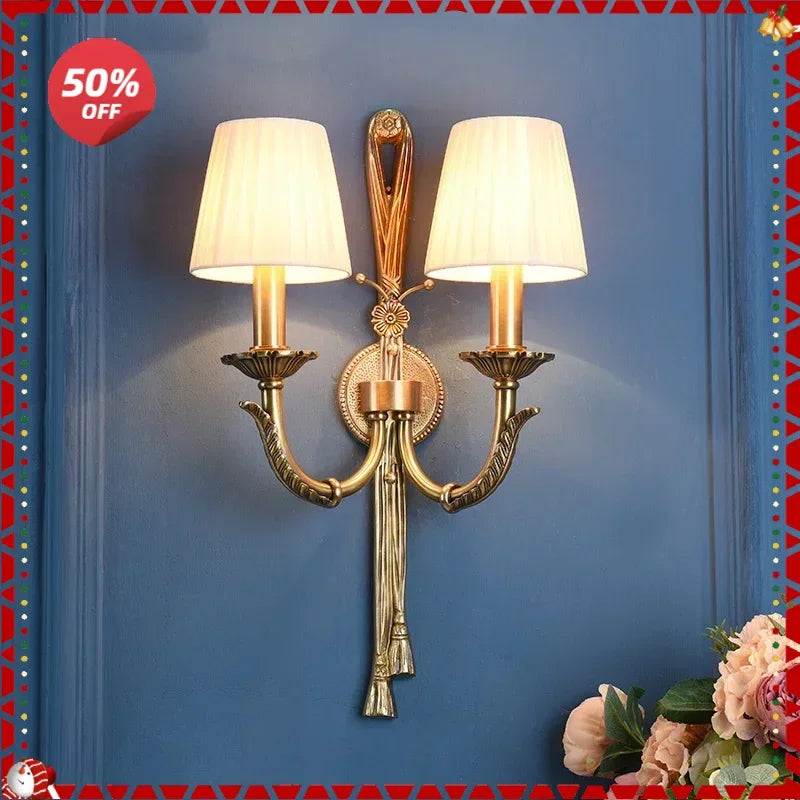 Afralia™ Retro Copper Two Arm Wall Lamp for Indoor Lighting Fixture