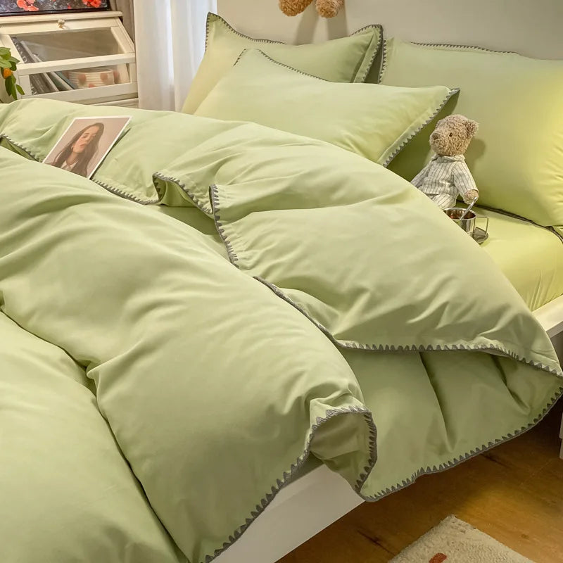 Afralia™ Cozy Shell Edges Bedding Set: Soft Duvet & Fitted Sheet for Autumn/Winter