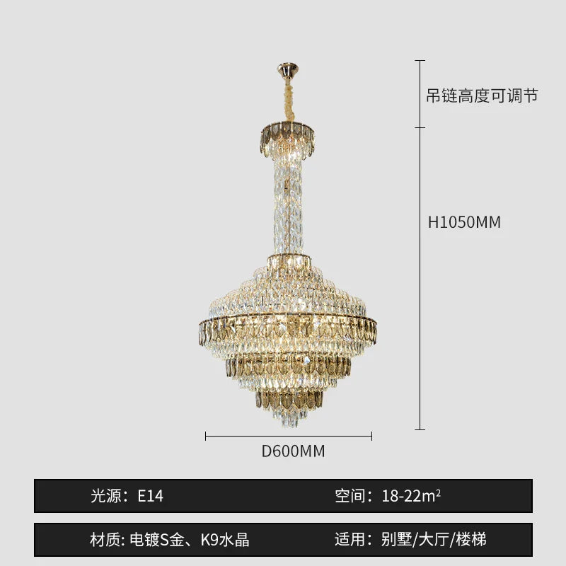 Afralia™ Crystal Chandelier for High-End Designer Duplex Living Room