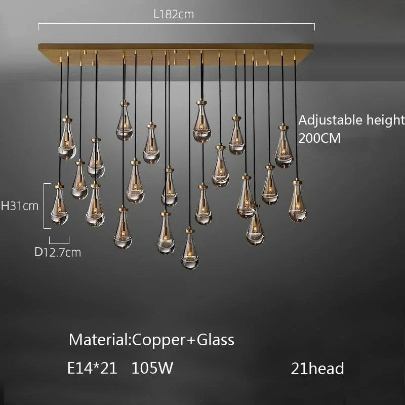 Afralia™ Waterdrop Glass Pendant Light: Modern LED, Lobby Accent for Home, Hotel, Staircase Decor