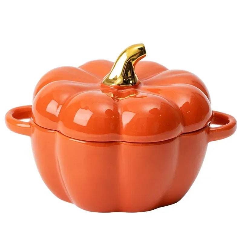 Afralia™ Pumpkin Ceramic Bowl Set for Microwave and Oven Baking, Halloween Party Decoration