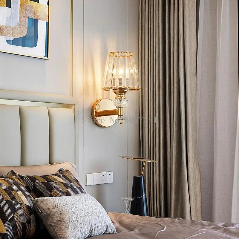 Afralia™ Crystal Glass Wall Lamp for Bedroom Living Room Staircase