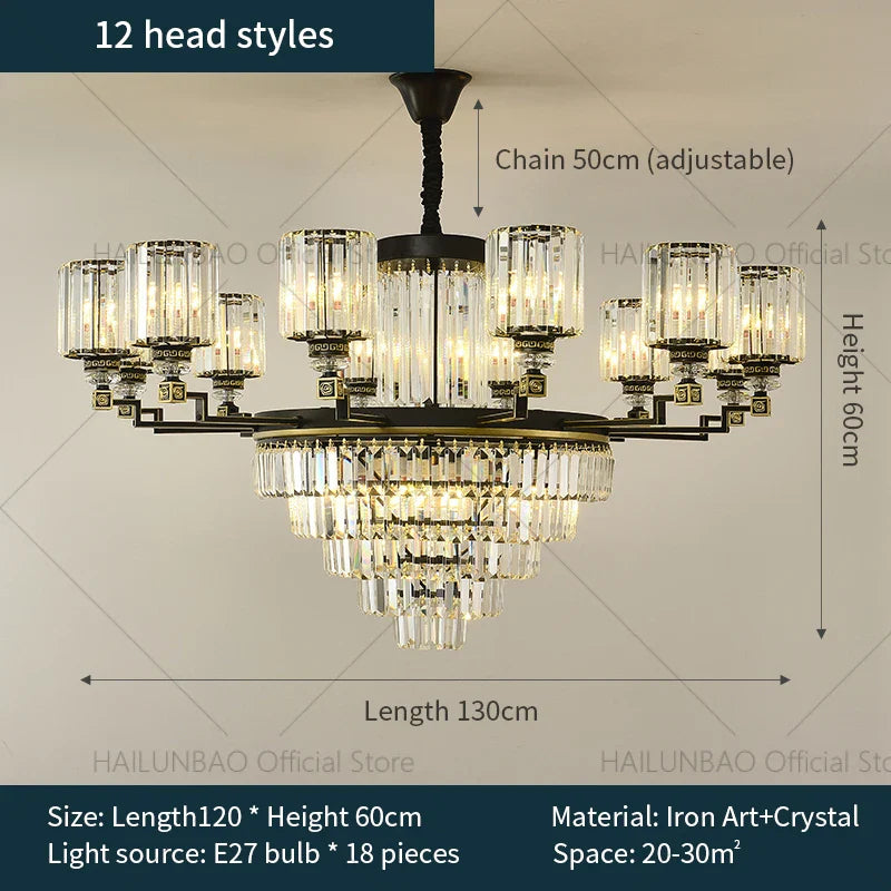 Afralia™ Crystal Chandelier Light: Luxury Living Room Dining Bedroom Airy Elegance