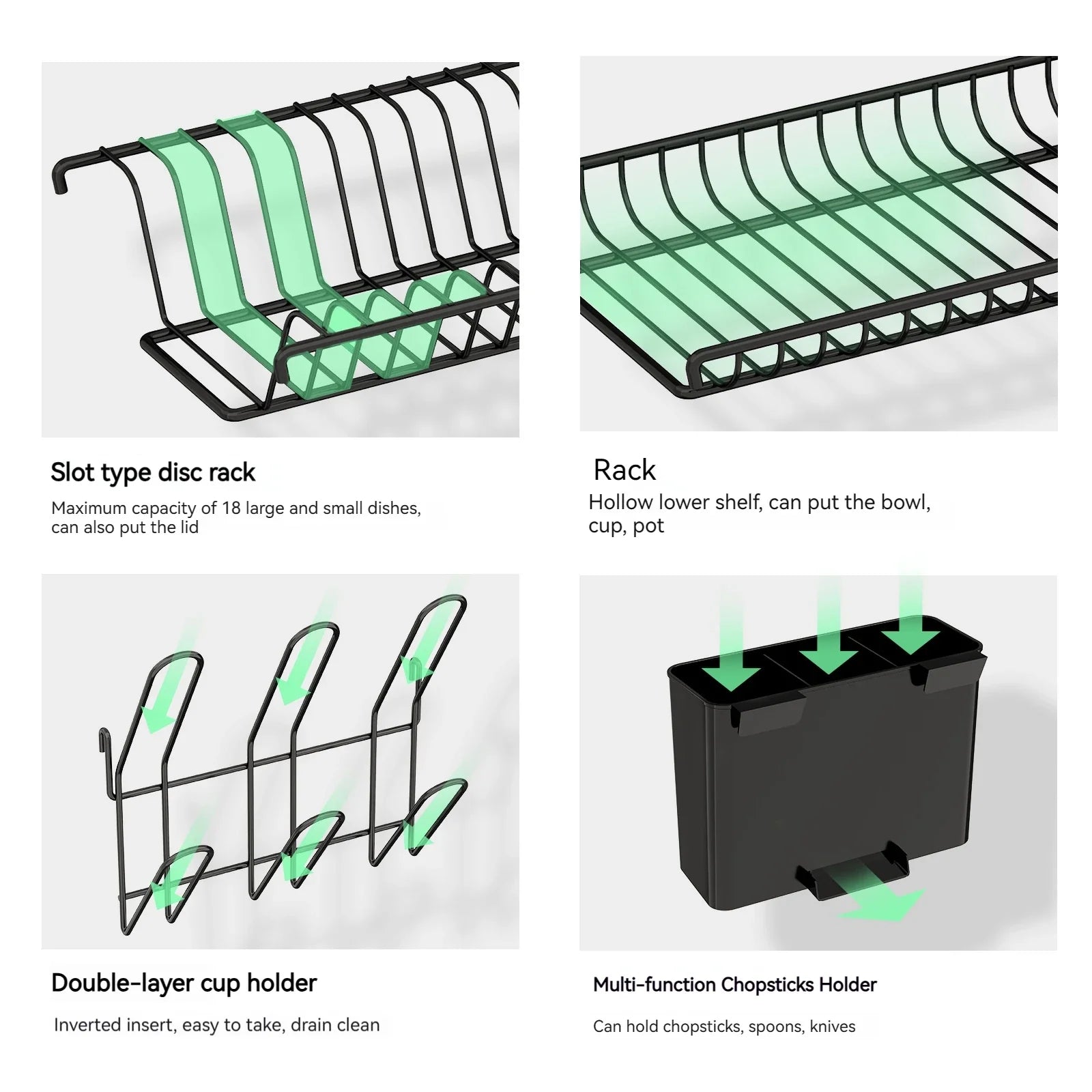 Afralia™ Kitchen Organizer Rack with Drainboard for Dishes, Utensils, and Cups
