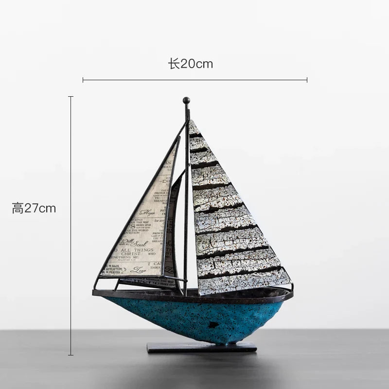 Afralia™ Retro Sailboat Handicrafts: Realistic Handmade Tabletop Boat Statue for Home Decoration