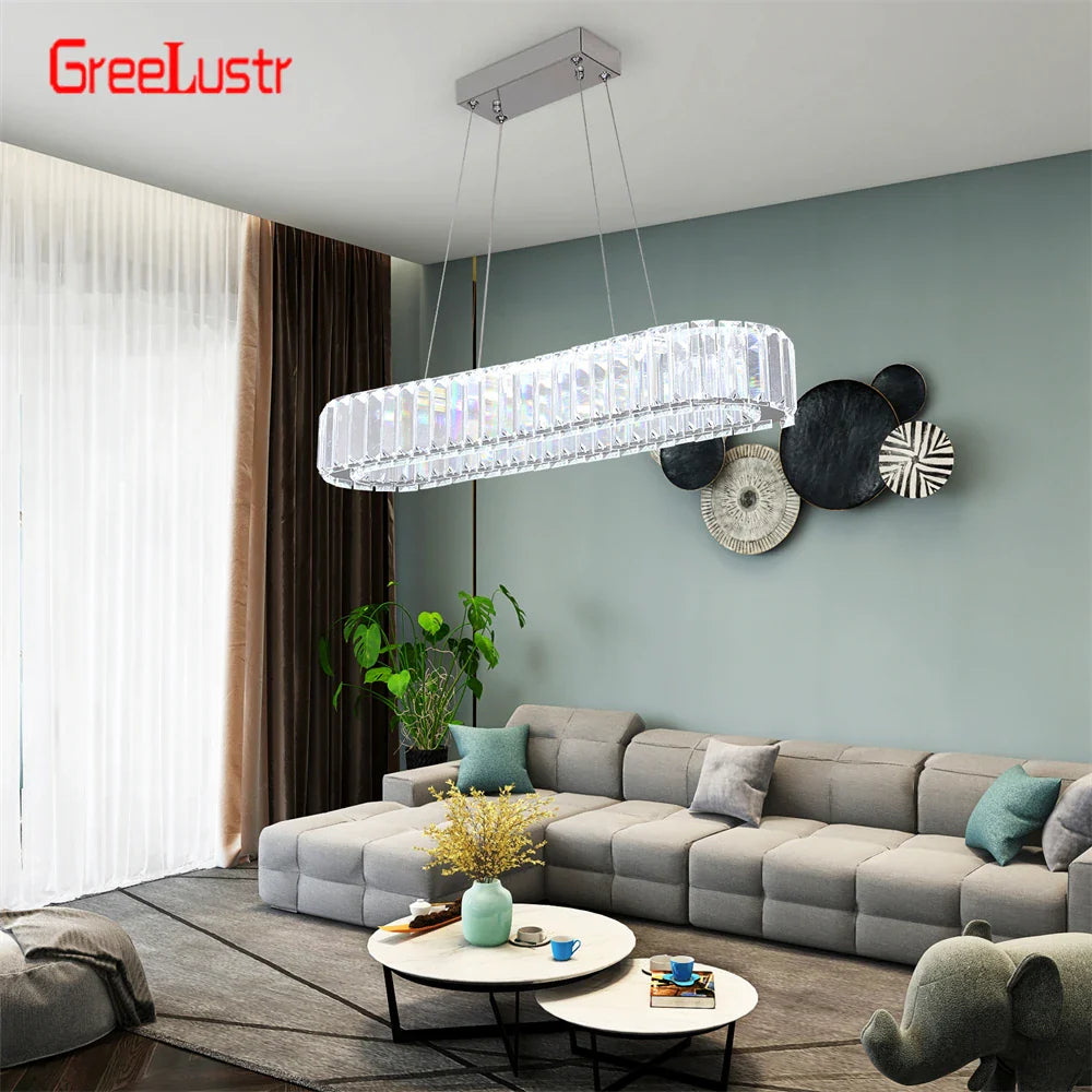 Afralia™ Crystal Oval Design LED Chandelier: Modern Large Pendant Light for Living Room & Bedroom