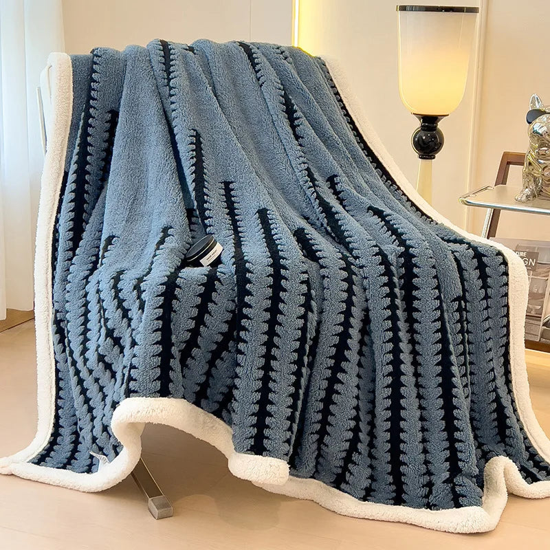 Afralia™ Jacquard Blanket: Winter Thickened Lamb Wool Nap Shawl for Living Room