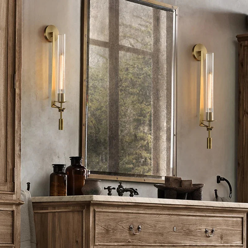 Afralia™ Nordic Iron Glass LED Wall Sconce Lamp for Luxury Living Room Bedroom Lighting