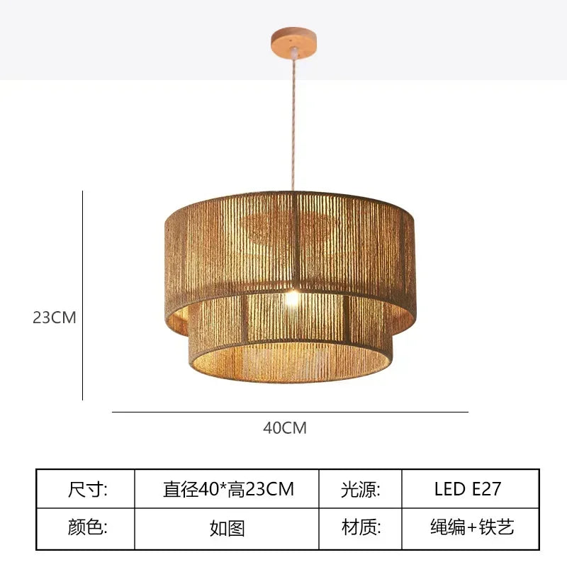 Afralia™ Retro Rope Ceiling Lamp Handmade Woven Farmhouse Light Fixture