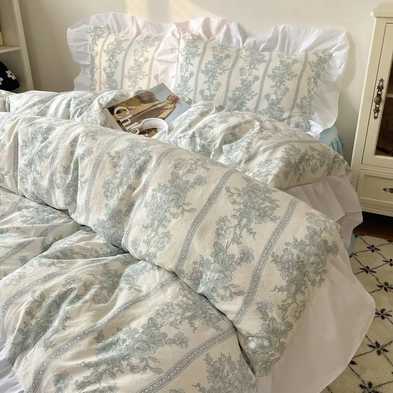 French Lace Printed Bedding Set by Afralia™ - Cozy Skin-Friendly Comfort for Adults and Kids