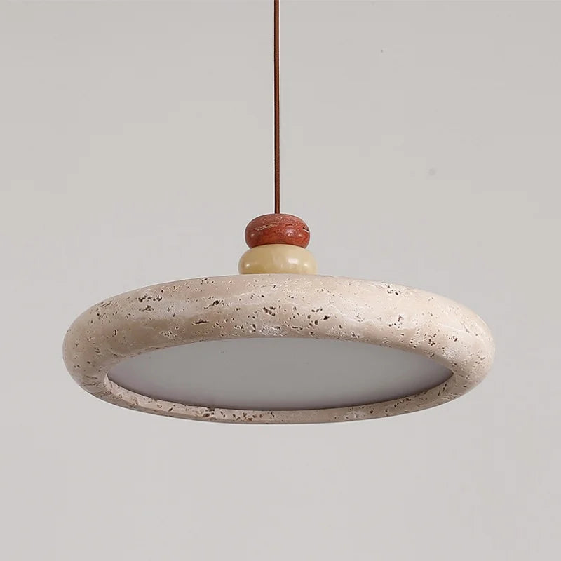 Afralia™ Yellow Travertine LED Pendant Lamp for Dining Room, Kitchen & Reading