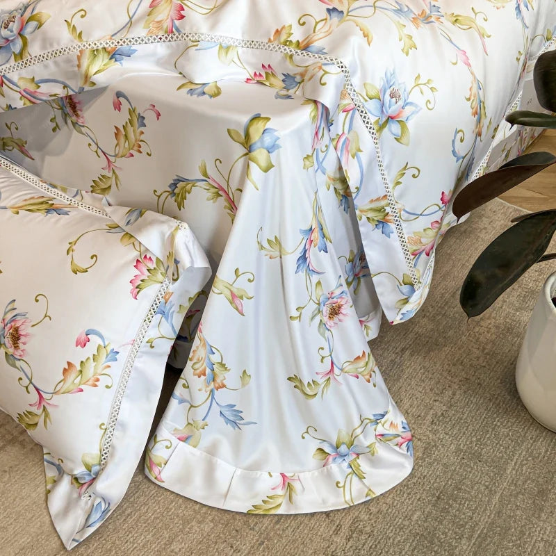 Afralia™ Silky Eucalyptus Fiber Bedding Set with Flower Prints