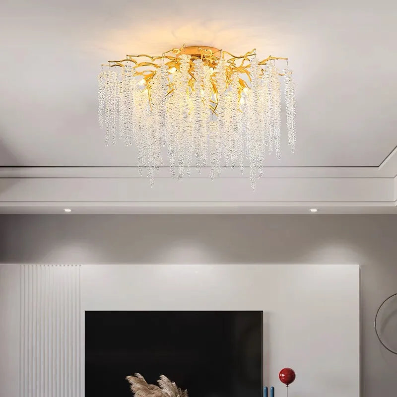 Afralia™ Romantic Crystal Chandelier for Living Room French Style