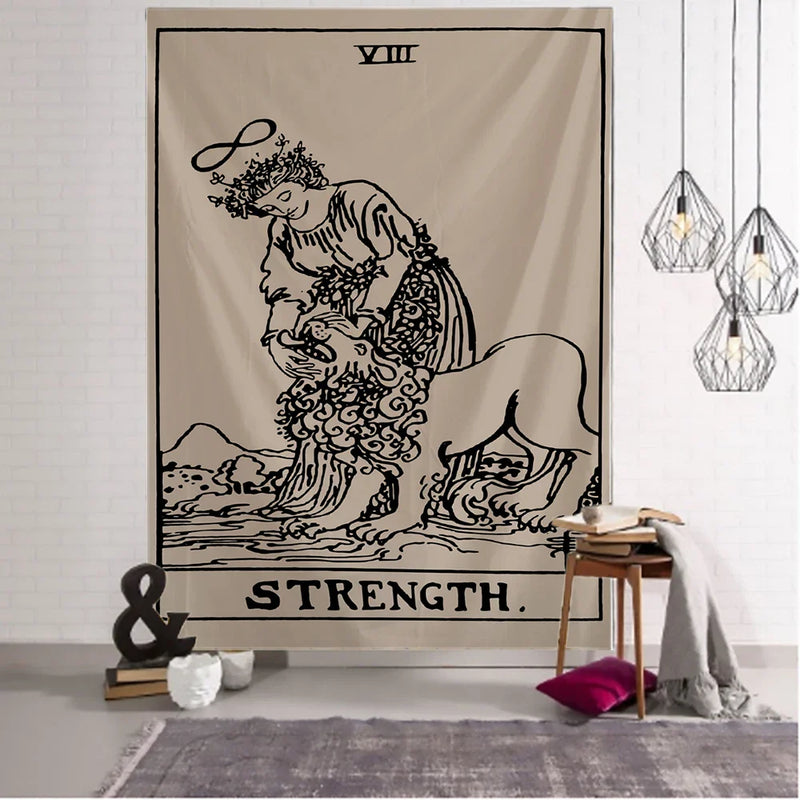 Retro Character Tarot Tapestry Wall Hanging by Afralia™ - Hippie Psychedelic Dorm Art Tapestry