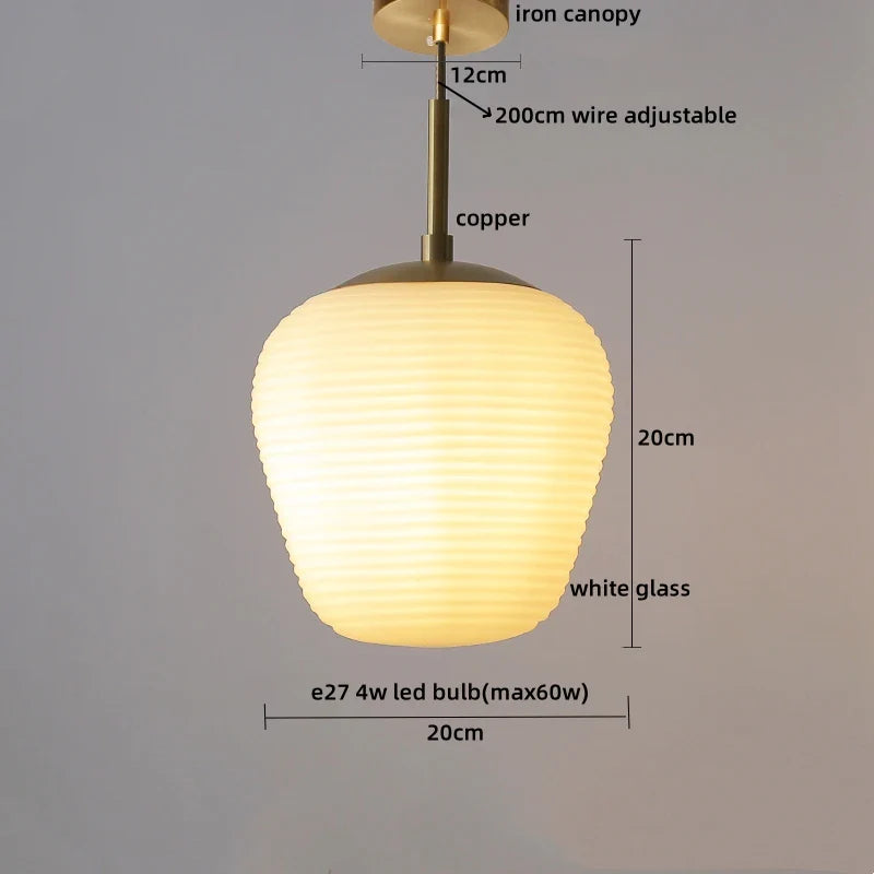 Afralia™ Glass Copper LED Pendant Chandelier for Bedroom Dining Living Room