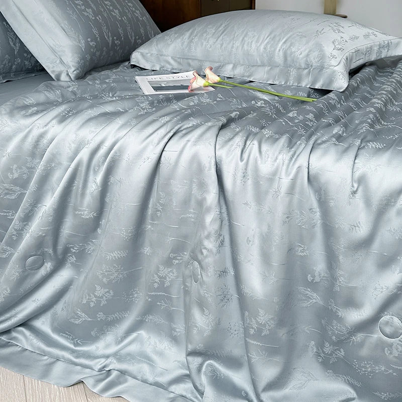 Afralia™ Silky Soft Cool Champagne Jacquard Summer Comforter Blanket