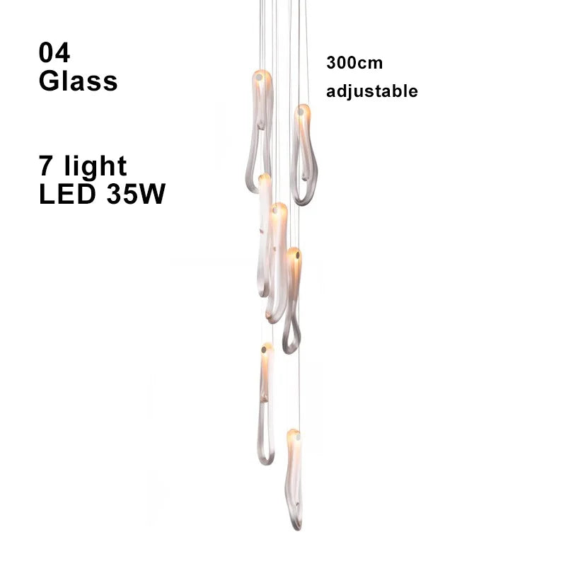 Afralia™ Linear White Glass Chandelier LED Dimmable Bedroom Light