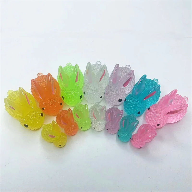 Afralia™ Fluorescence Micro Rabbit Figurine: Miniature Room Decor Ornaments