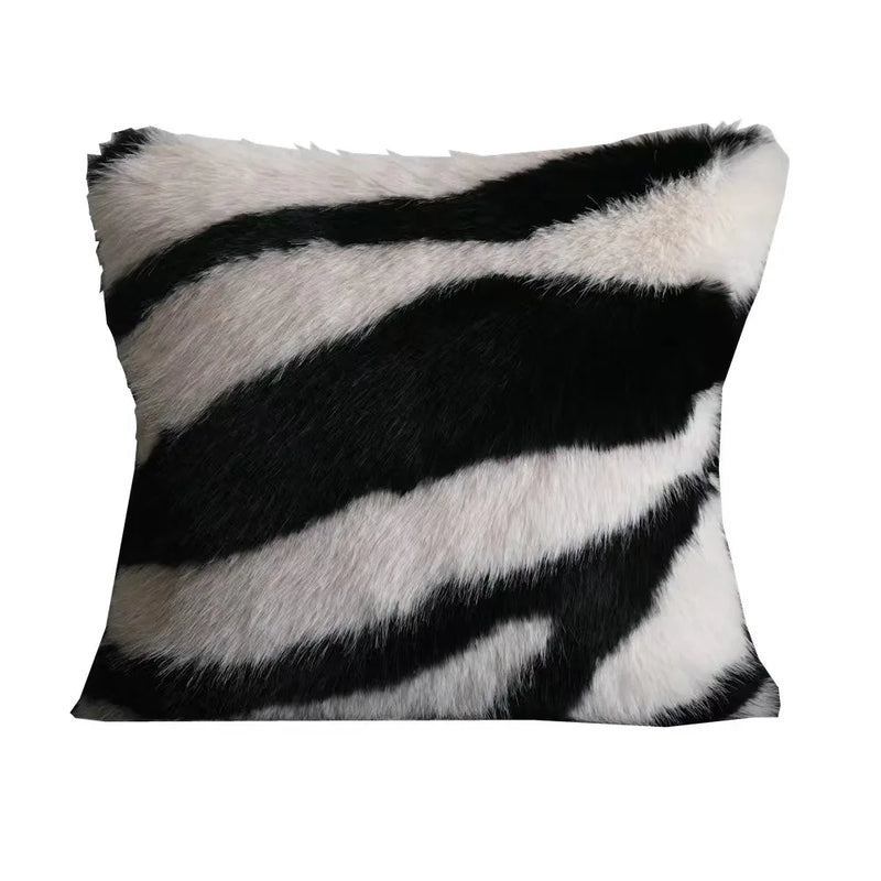 Afralia™ Striped Rabbit Hair Pillowcases 55x55cm - Soft & Stylish Sofa Decor