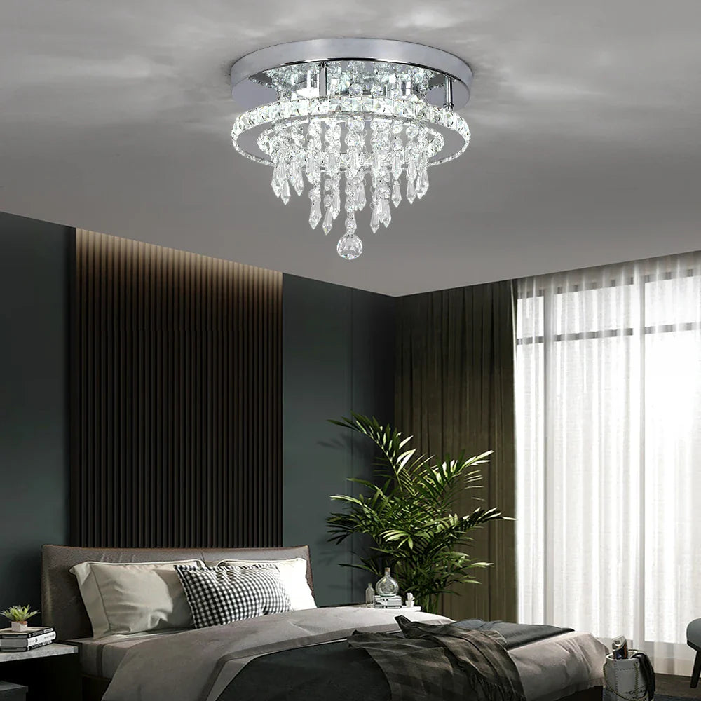 Afralia™ Modern K9 Crystal LED Chandeliers - Kitchen Home Decor Ceiling Lamps Fixtures