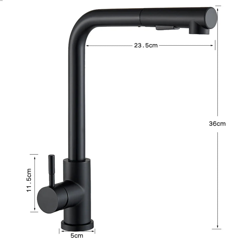 Afralia™ Black Pull Out Kitchen Faucet 360° Rotation 2 Ways Nozzle Hot Cold Mixer Tap