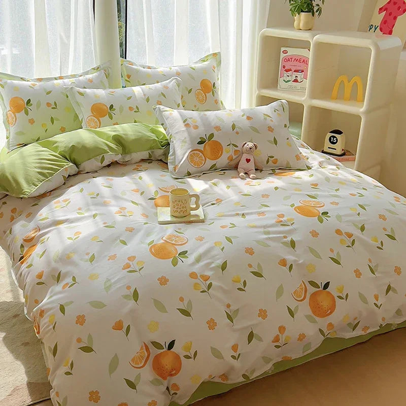 Afralia™ Small Floral Cotton Bedding Set for Soft Skin-Friendly Duvet Cover Sets