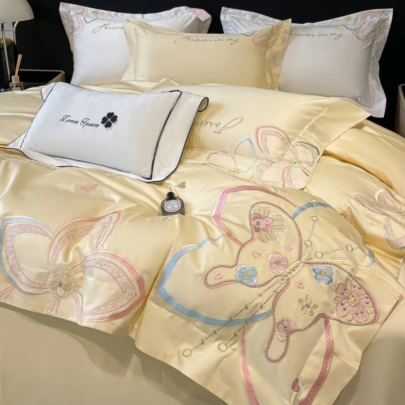 Afralia™ Chic Embroidered Cotton Bedding Set for Luxurious Home Décor