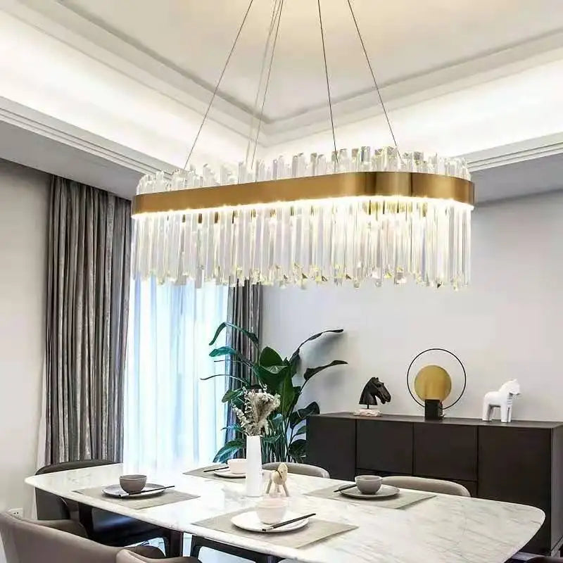 Afralia™ Crystal LED Chandelier: Elegant Gold Lighting for Dining Room