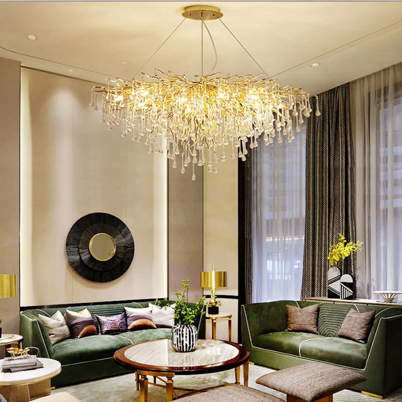 Afralia™ Crystal LED Chandelier: Modern Light Luxury Water Drop Design for Home Decor