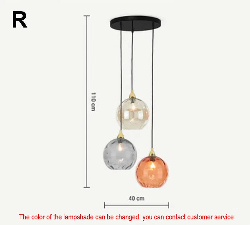 Afralia™ Glass Ball Lustre Pendant Lights - Modern Kitchen Hanging Fixture