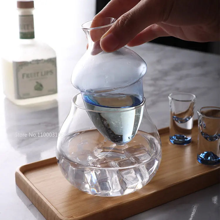 Afralia™ Glass Wine Decanter & Ice Jug Set for Home & Bar