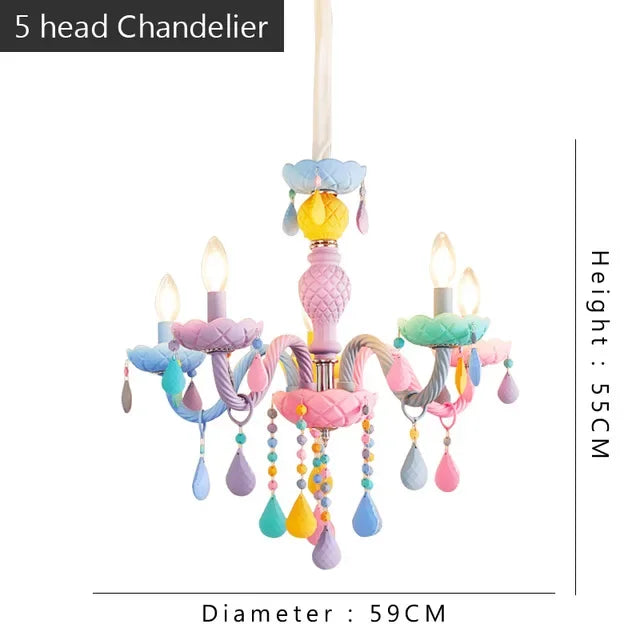 Afralia™ Rainbow Crystal Chandelier for Bedroom Princess Makaron Pendant Light