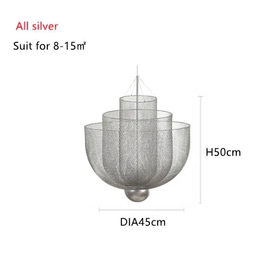 Afralia™ Gold Mesh Grid Ceiling Chandelier: Dimmable LED Indoor Lighting