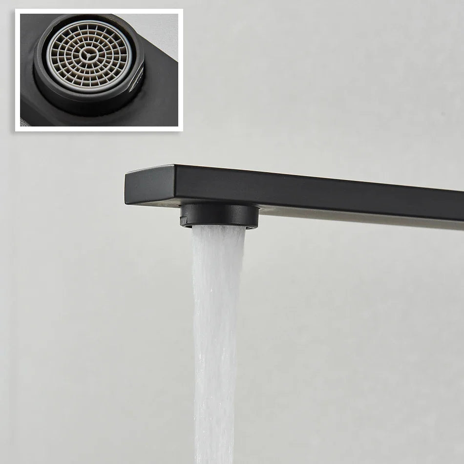 Afralia™ Square Brass Kitchen Faucet 360 Rotation Hot Cold Water Mixer Tap