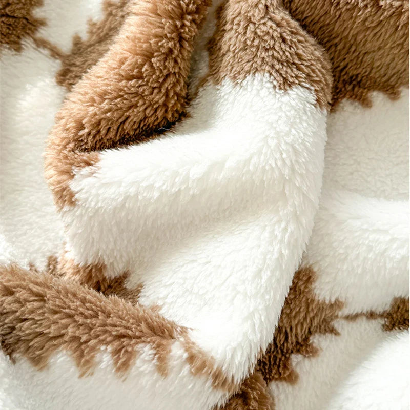 Afralia™ Plaid Coral Fleece Autumn Bed Blanket - Warm, Cozy, Skin-friendly for Winter