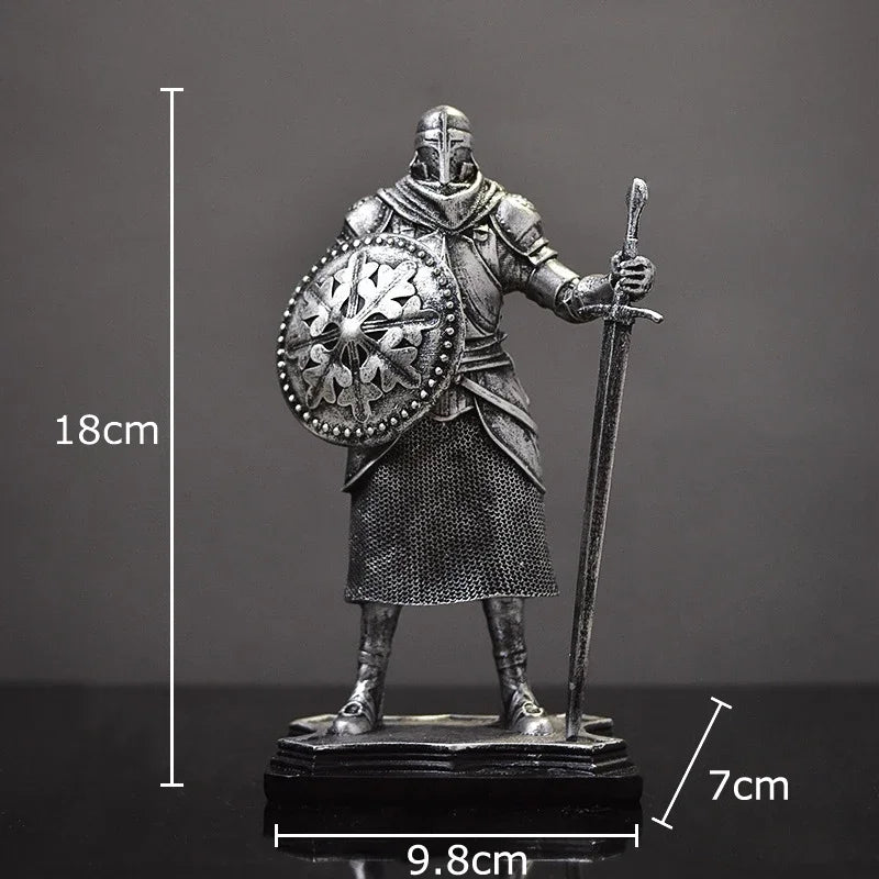 Afralia™ Heavy Armored Knight Resin Statue Decoration for Desk and Room Aesthetic