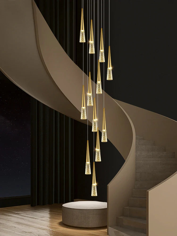 Afralia™ Spiral Staircase Chandelier: Modern LED Pendant for Living Room, Dining Room, Bedroom