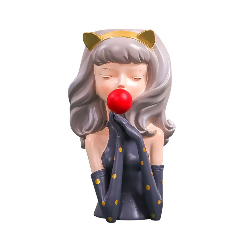 Afralia™ Bubble Gum Girl Flower Vase - Stylish Resin Plant Pot for Home Decor