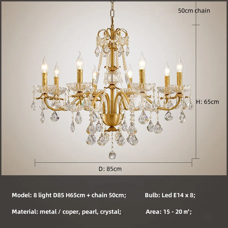 Afralia™ Crystal Pendant Chandelier Foyer Light Luxury Candle Design Led Lamparas